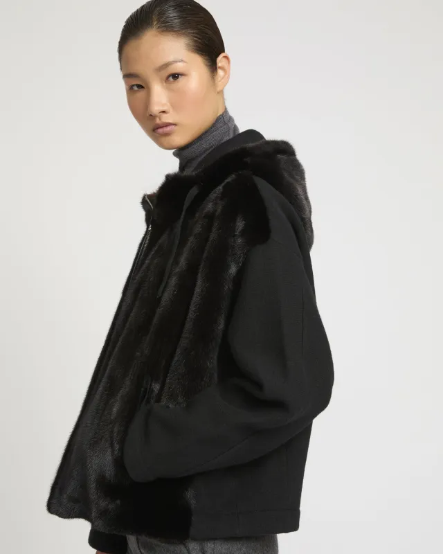 Veste à capuche en vison et tissu technique sold by Yves Salomon