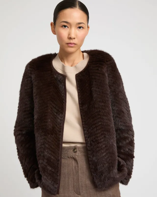 Veste en maille Mérinos et fourrure de vison sold by Yves Salomon