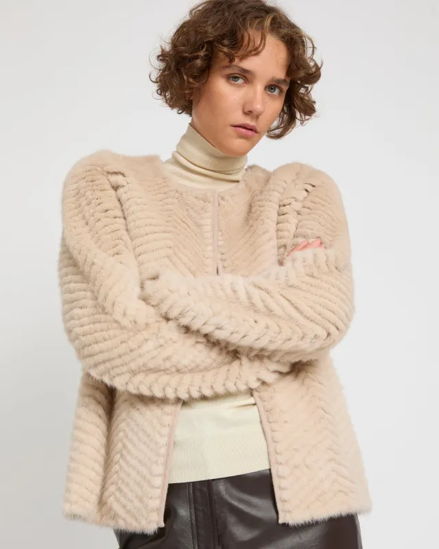 Veste en maille Mérinos et fourrure de vison sold by Yves Salomon