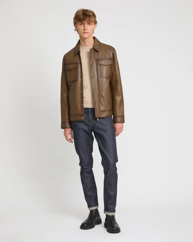 Veste en cuir esprit denim jacket sold by Yves Salomon