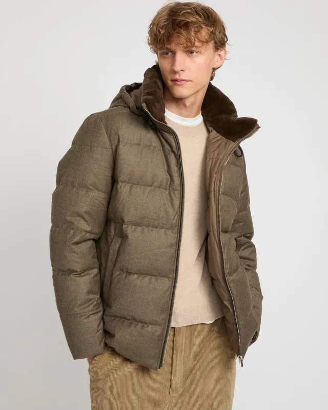 Doudoune courte en tissu Loro Piana garniture fourrure de vison sold by Yves Salomon