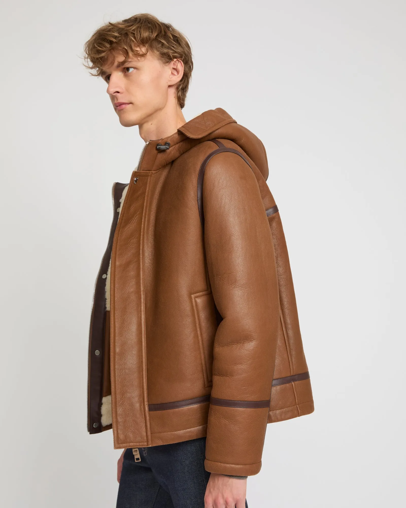 Hoodie aviateur en peau lainée d'agneau sold by Yves Salomon product image thumbnail 4