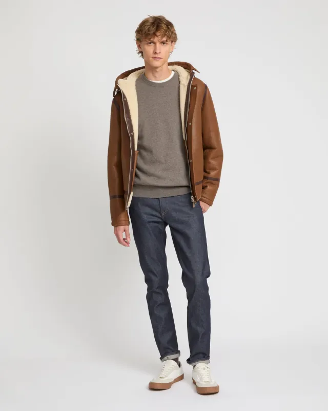 Hoodie aviateur en peau lainée d'agneau sold by Yves Salomon