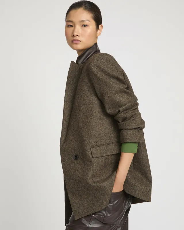 Veste tailleur oversized en flanelle made by Yves Salomon