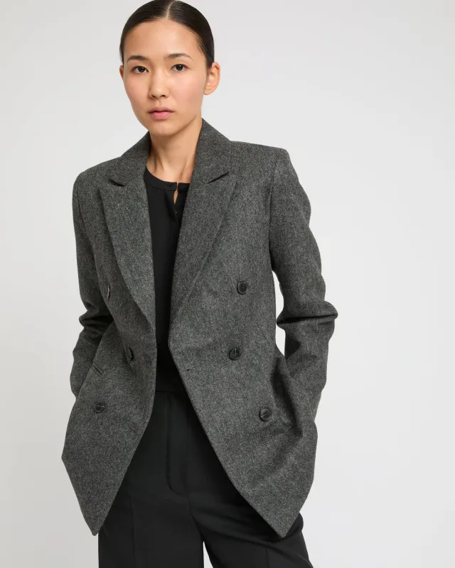 Veste tailleur en flanelle made by Yves Salomon