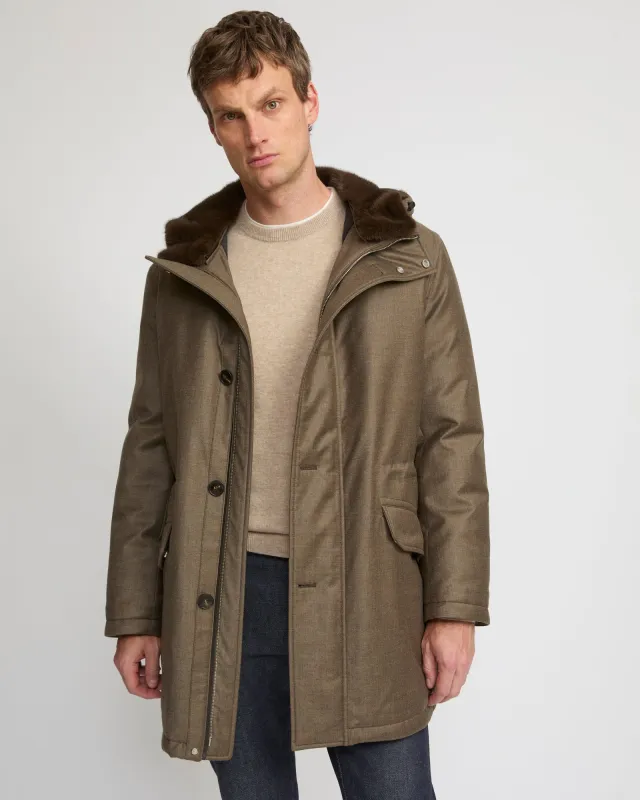 Parka longue iconique en tissu Loro Piana imperméable avec fourrure de vison sold by Yves Salomon