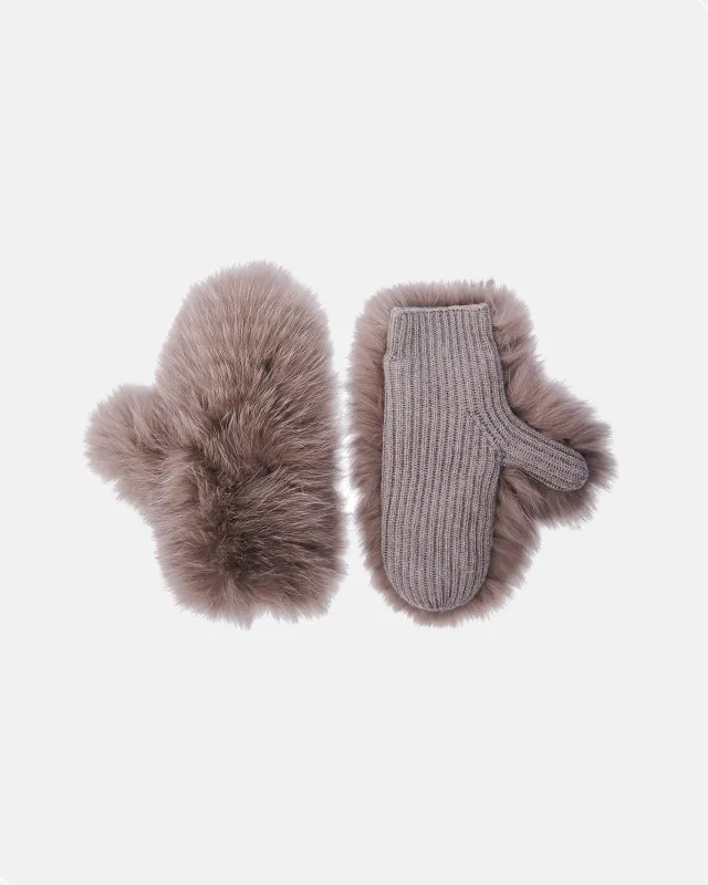 Moufles en maille laine cachemire et fourrure de renard sold by Yves Salomon