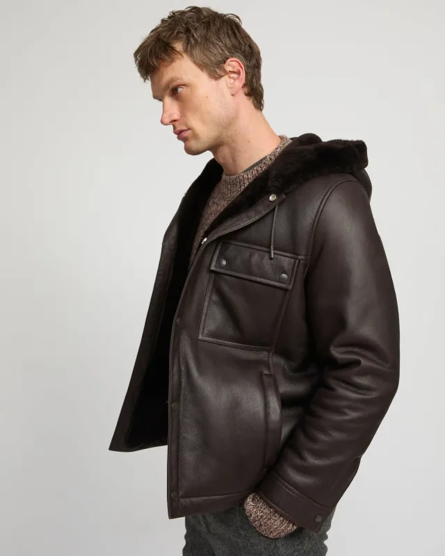 Hoodie en peau lainée d'agneau Mérinos sold by Yves Salomon