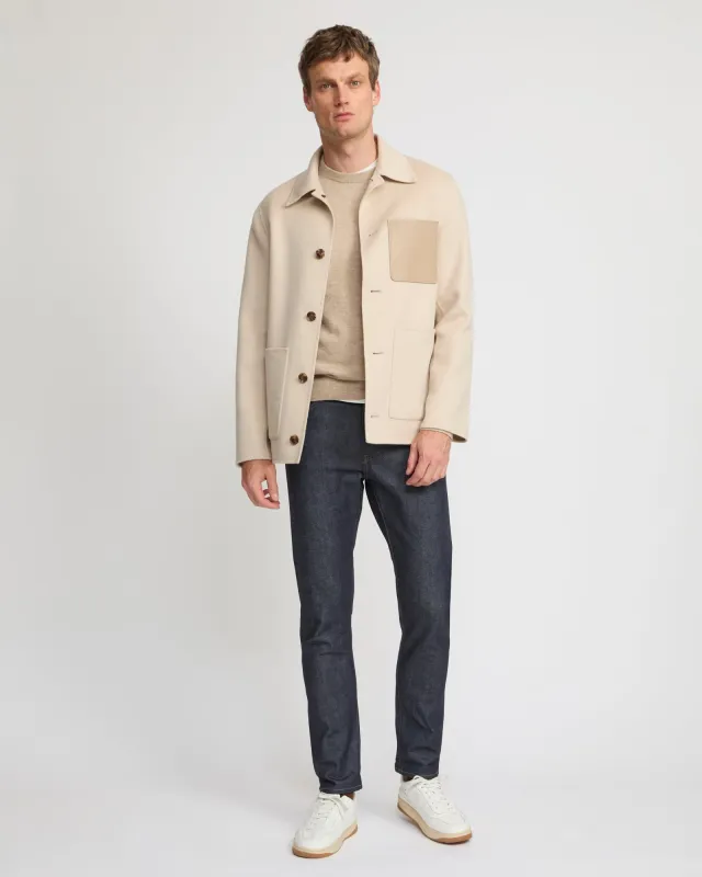 Veste workwear en tissu double-face laine-cachemire made by Yves Salomon