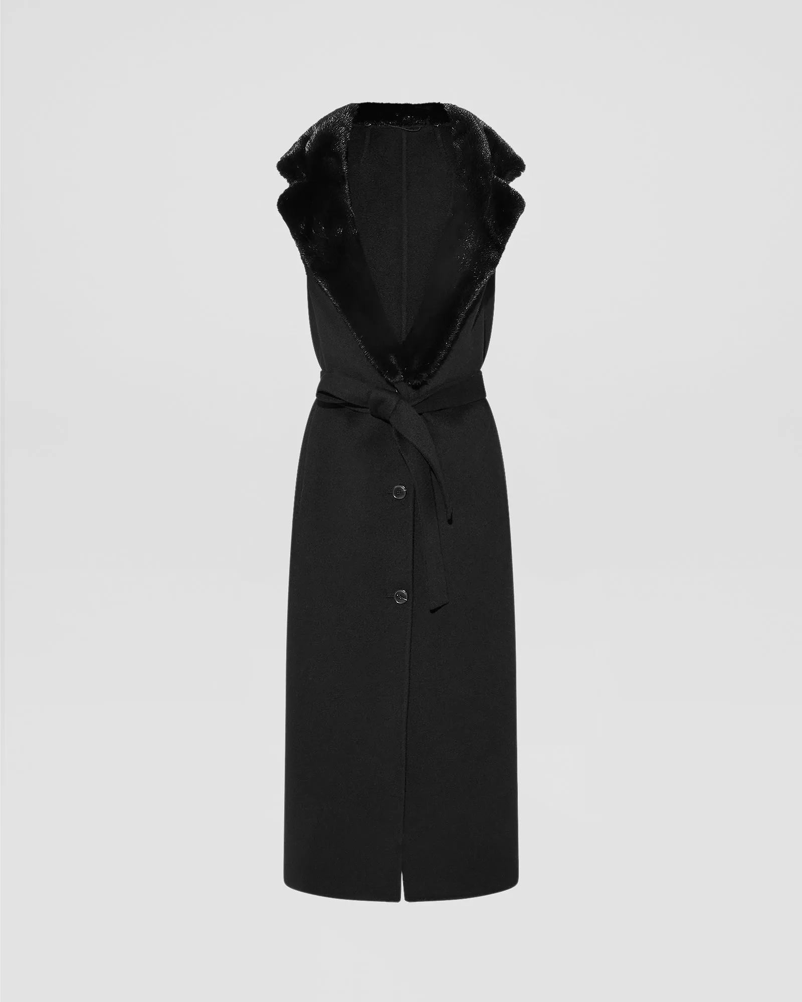 Gilet long en lainage cachemire et col amovible en fourrure de vison sold by Yves Salomon product image thumbnail 5