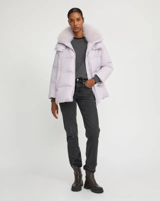 Doudoune "A" line iconique avec col en laine d'agneau sold by Yves Salomon