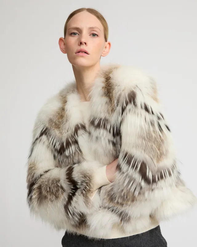 Veste ceinturé en maille mérinos et fourrure de renard sold by Yves Salomon