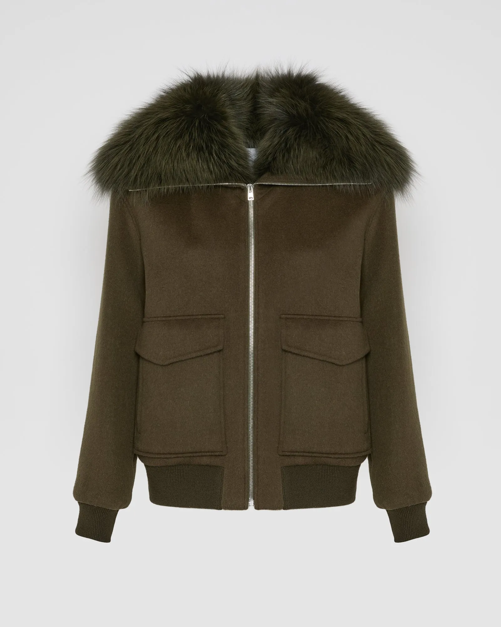 Veste courte en lainage cachemire avec col en fourrure de renard sold by Yves Salomon product image thumbnail 5