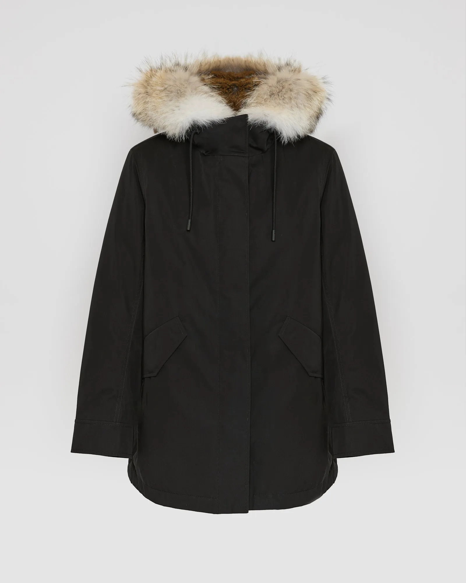 Parka courte tissu technique, fourrure de coyote et de lapin sold by Yves Salomon product image thumbnail 5