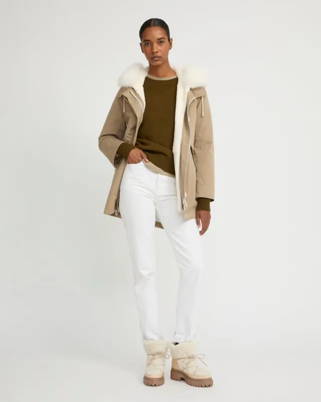 Parka Iconique courte en coton mélangé imperméable avec fourrure de renard et lapin sold by Yves Salomon