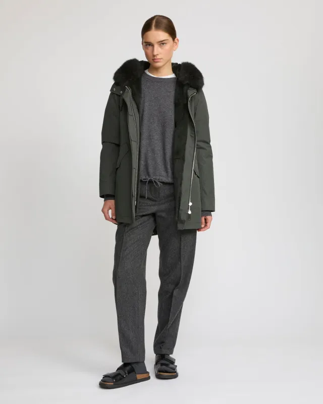 Parka Iconique courte en coton mélangé imperméable avec fourrure de renard et lapin sold by Yves Salomon