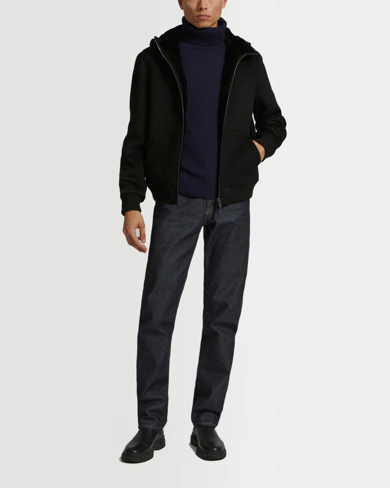 Hoodie en tissu double face laine cachemire et peau lainée sold by Yves Salomon product image thumbnail 2