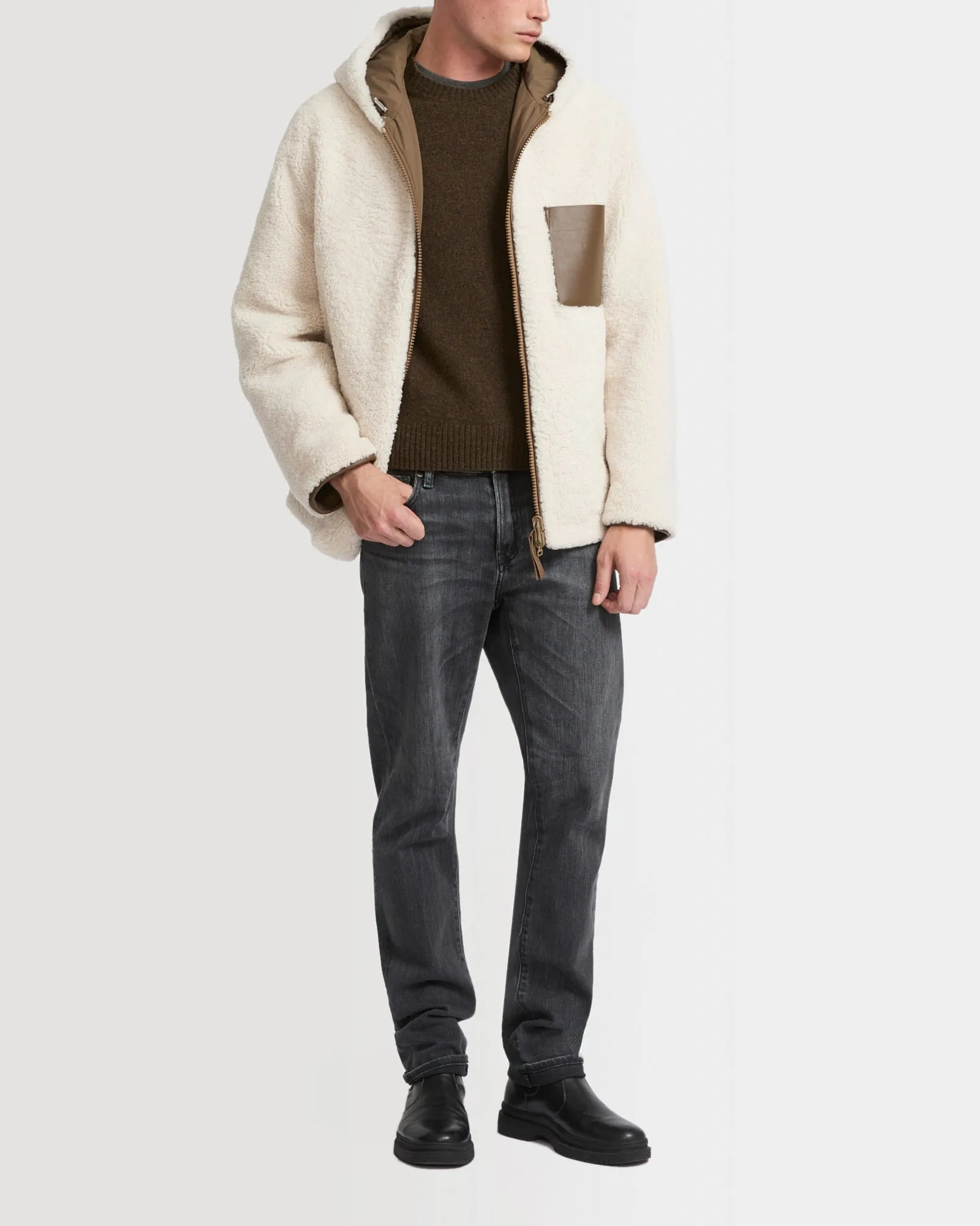 Hoodie en peau lainée réversible sold by Yves Salomon product image thumbnail 2