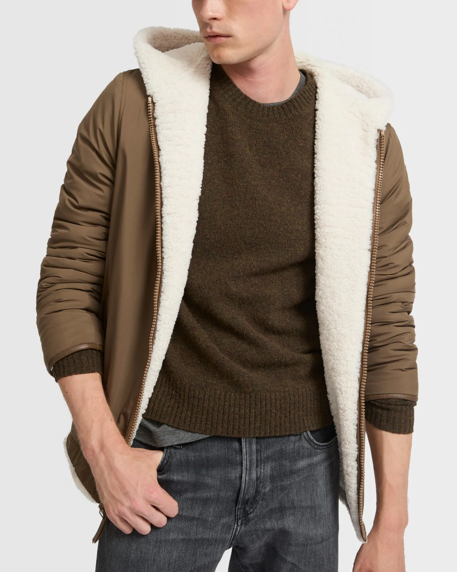 Hoodie en peau lainée réversible sold by Yves Salomon product image thumbnail 5