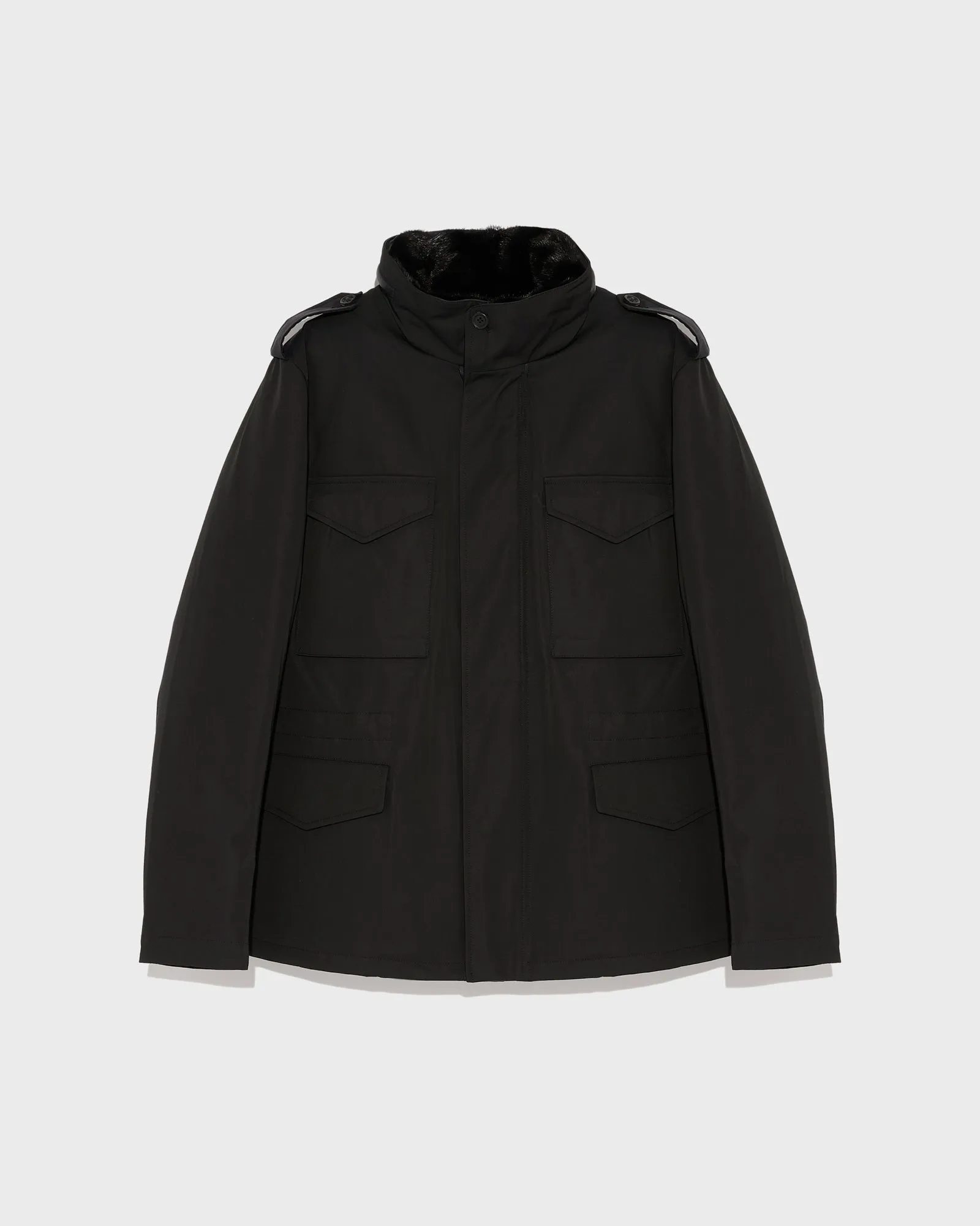 Veste style saharienne en gabardine technique imperméable avec col en fourrure de vison sold by Yves Salomon product image thumbnail 5