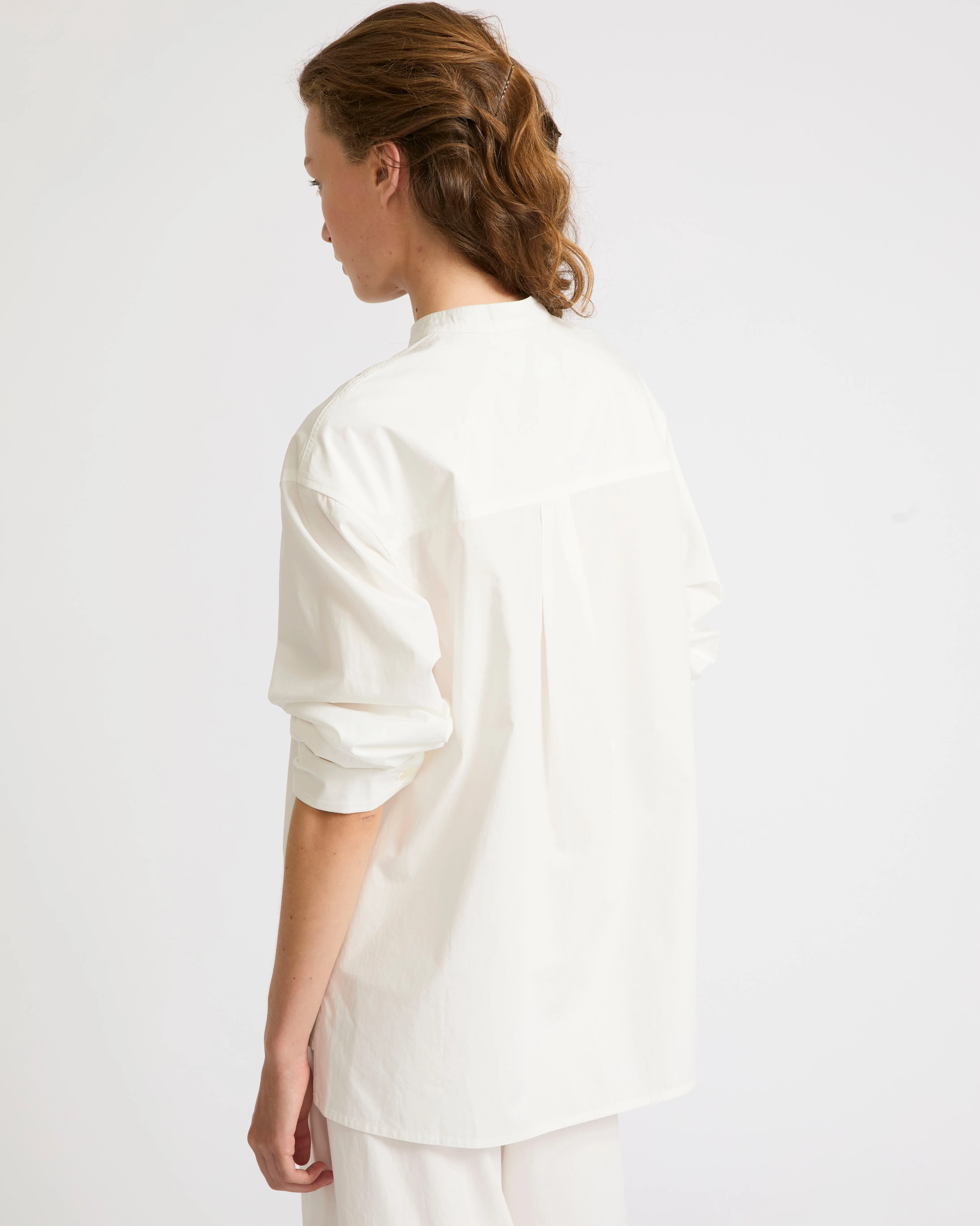 Blouse en popeline de coton avec inserts de cuir sold by Yves Salomon product image thumbnail 5