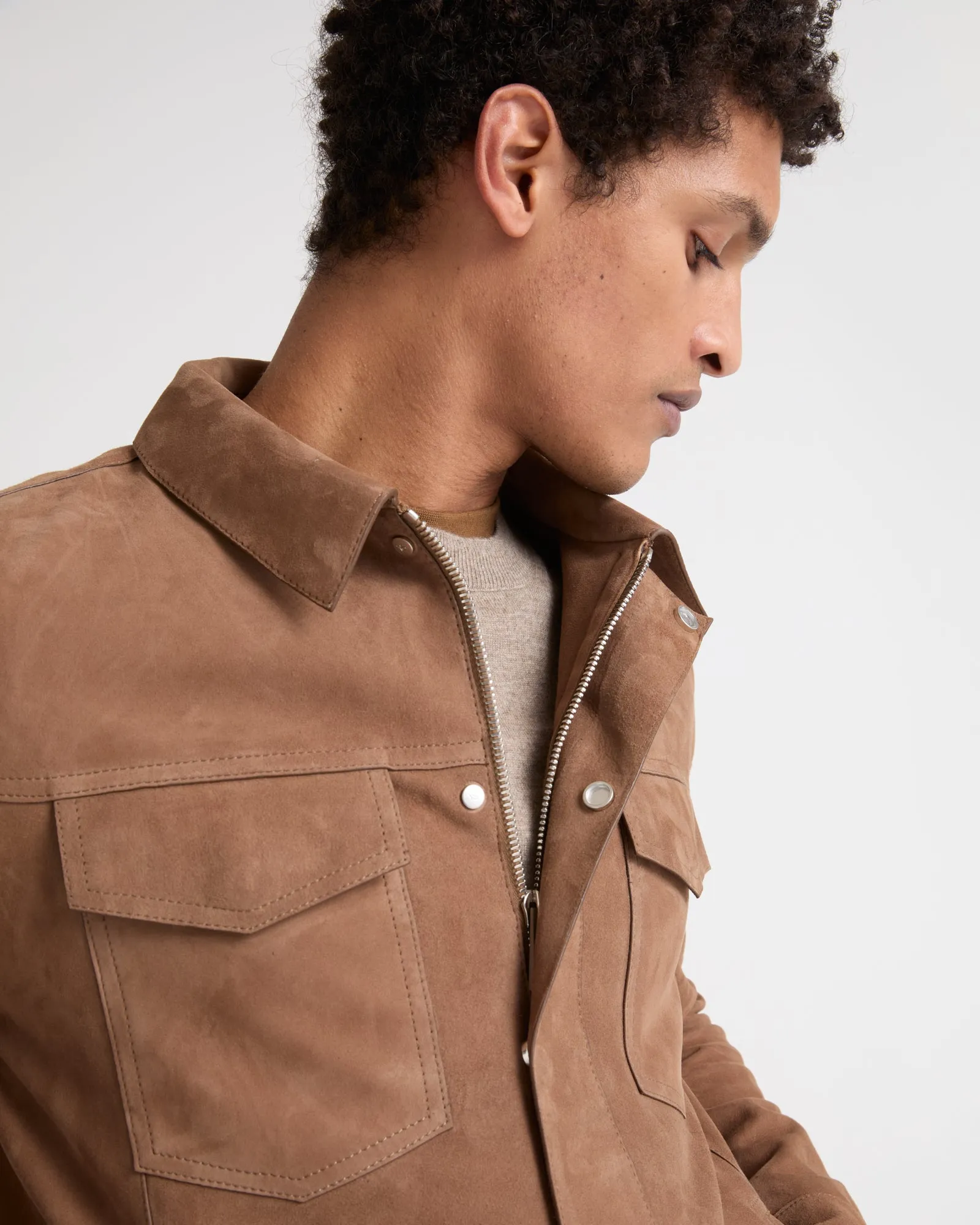 Veste en cuir velours double face envers nappa sold by Yves Salomon product image thumbnail 3