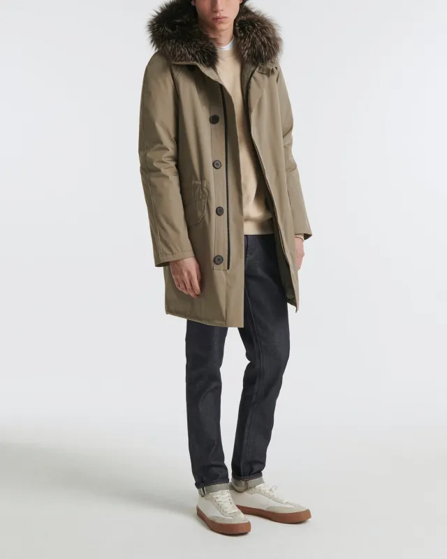 Parka iconique en coton mélangé avec fourrure de renard et lapin sold by Yves Salomon