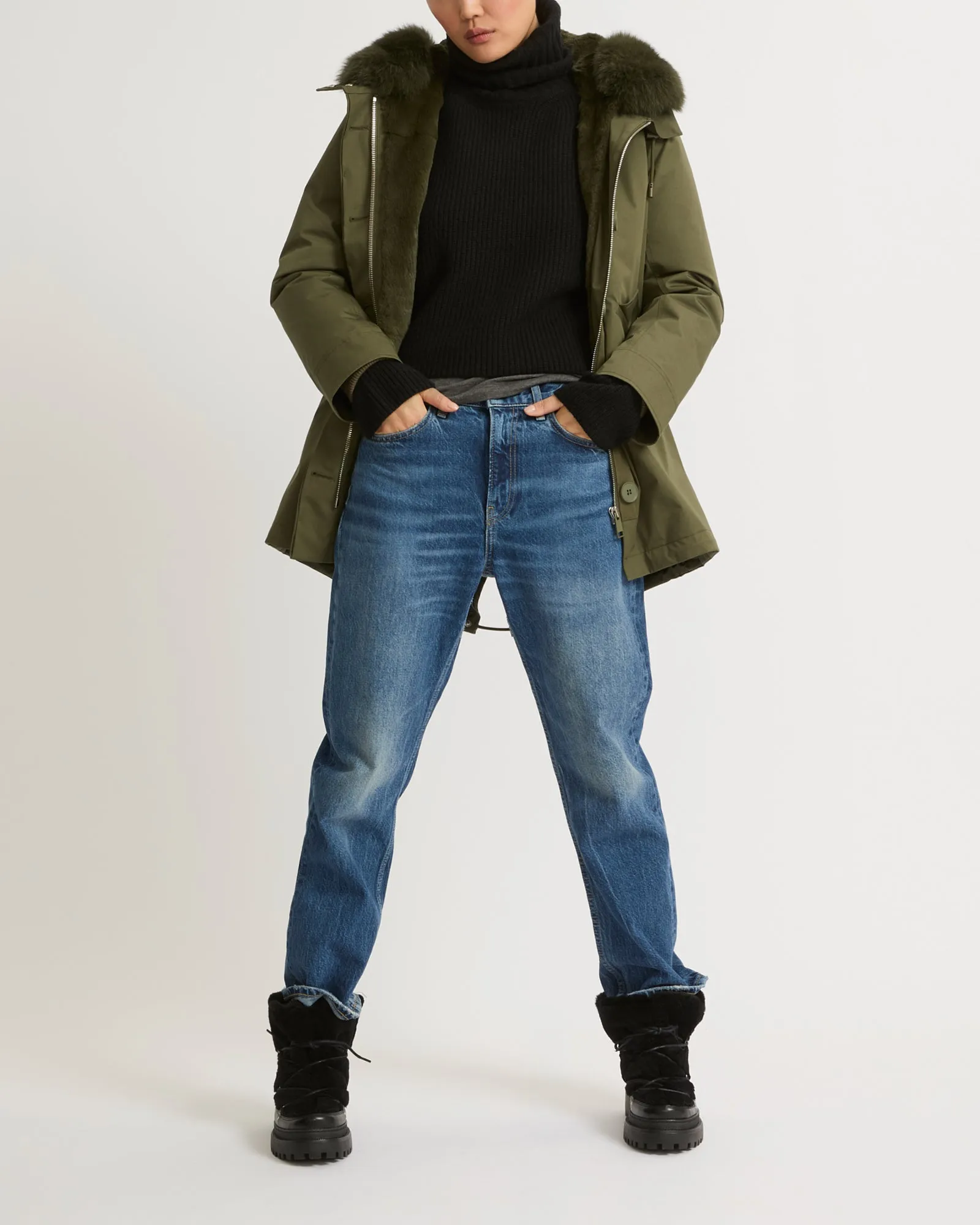 Parka Iconique courte en coton mélangé imperméable avec fourrure de renard et lapin sold by Yves Salomon