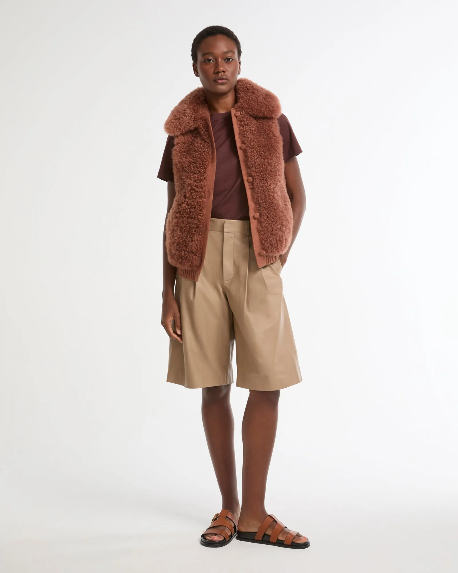 Gilet en cuir d'agneau cachemire et maille mérinos sold by Yves Salomon