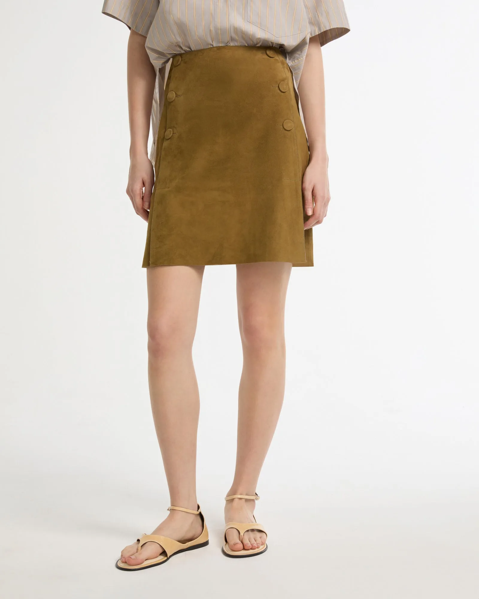 Jupe courte en cuir d'agneau double face sold by Yves Salomon product image thumbnail 3