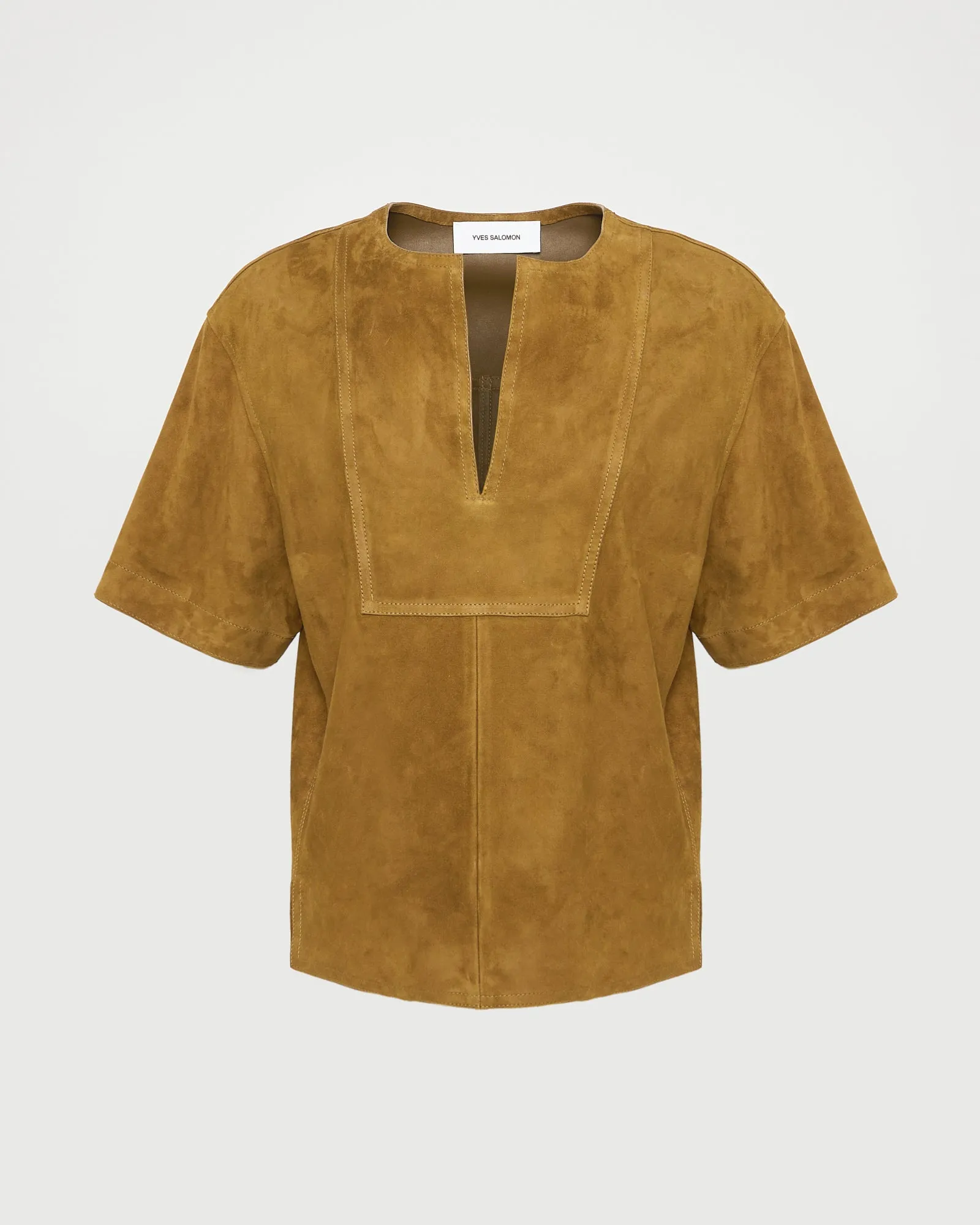 Blouse à manches courtes en cuir d'agneau double face sold by Yves Salomon product image thumbnail 4