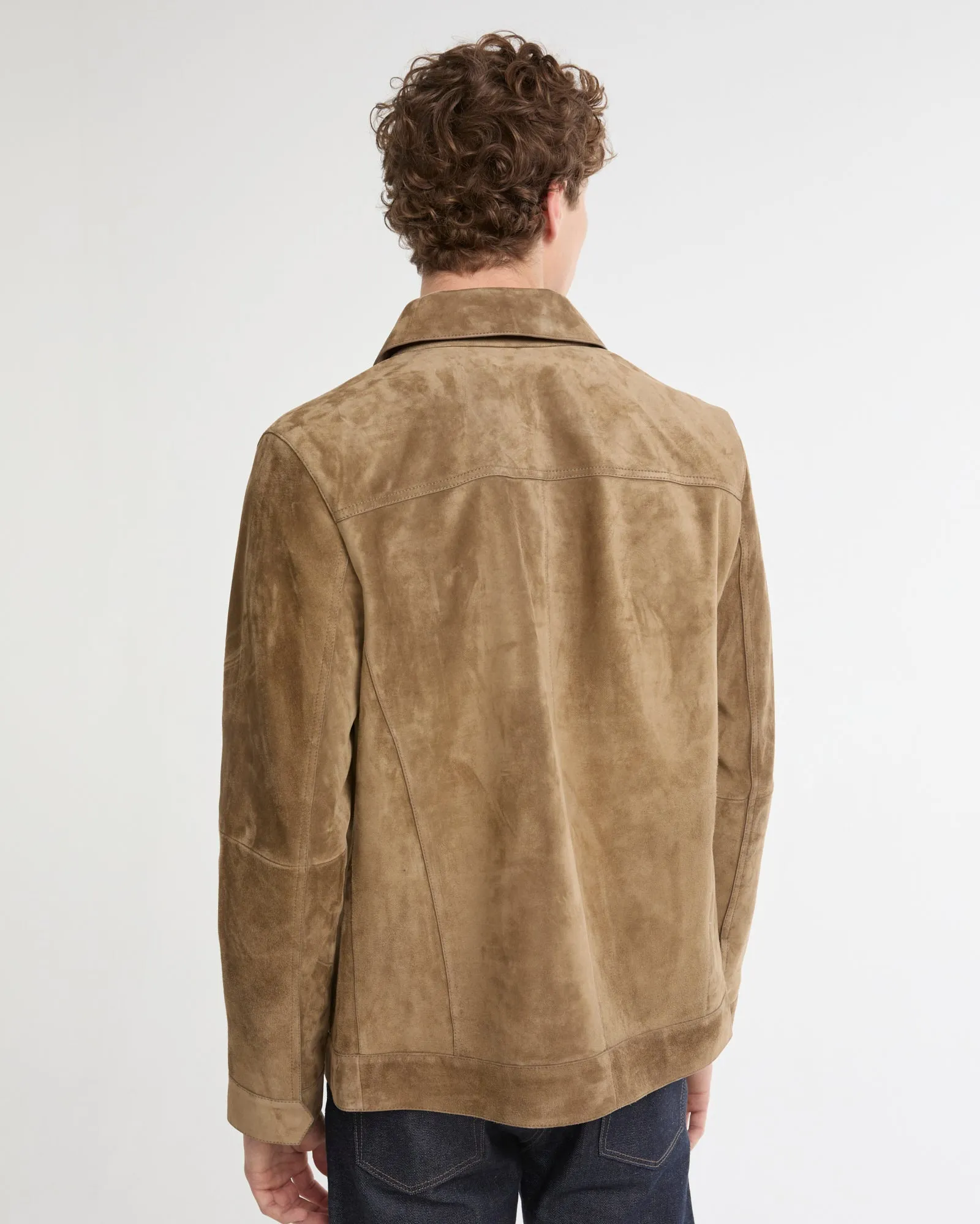 Veste coupe denim en cuir de veau finition suède sold by Yves Salomon product image thumbnail 5