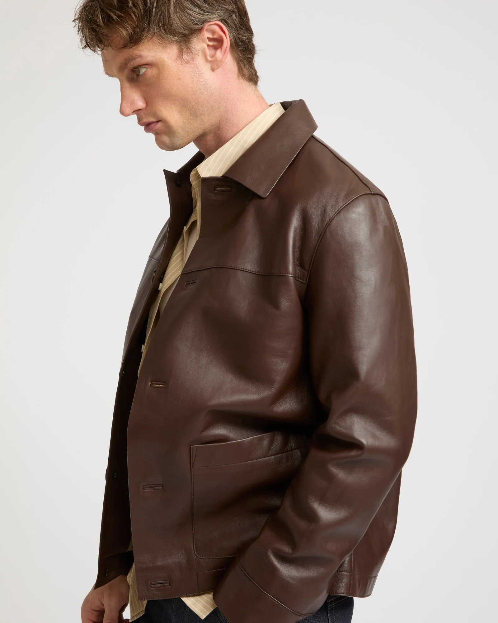Veste en cuir d'agneau finition nappa sold by Yves Salomon product image thumbnail 3