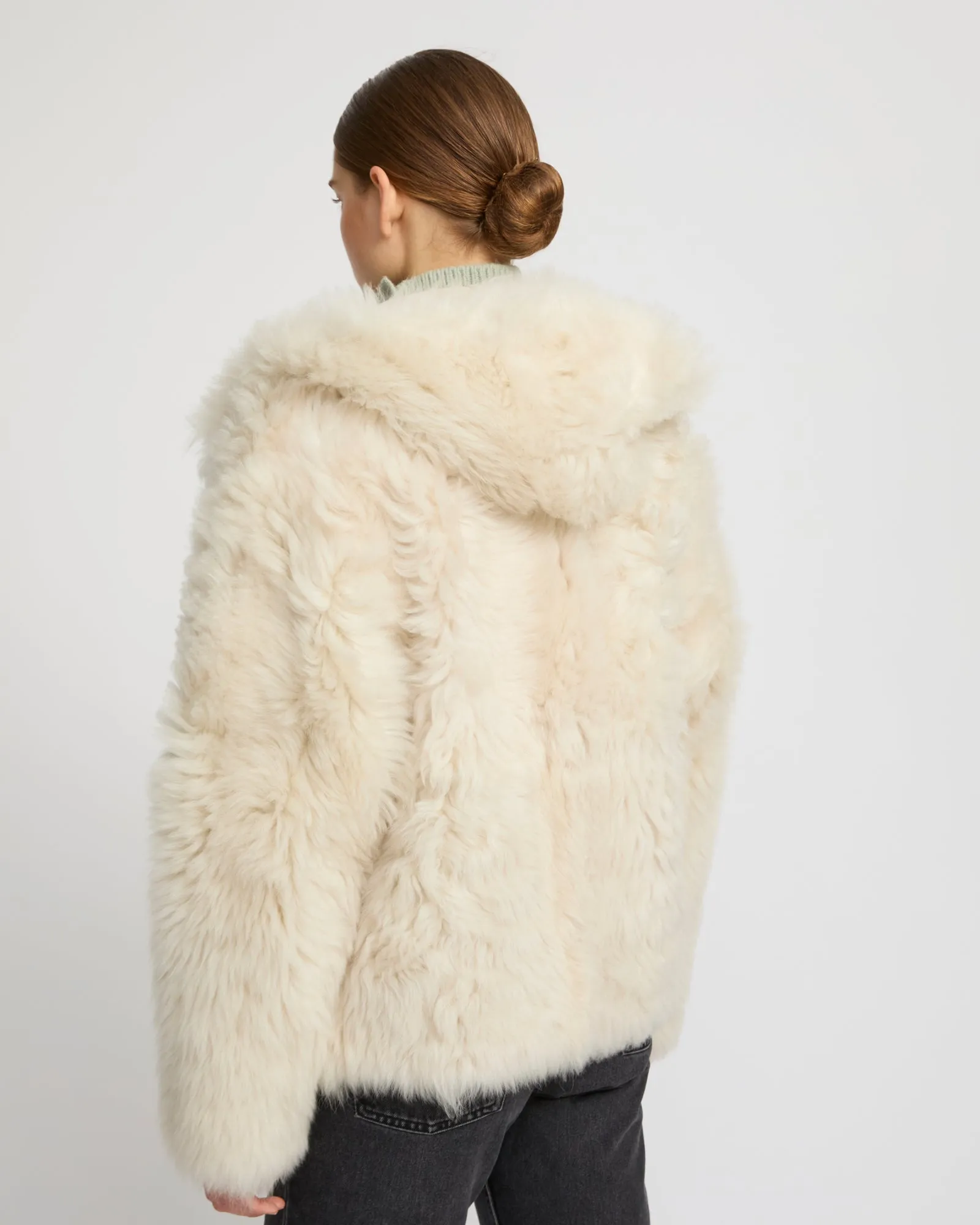 Veste courte à capuche en agneau de Toscane Folk sold by Yves Salomon product image thumbnail 5