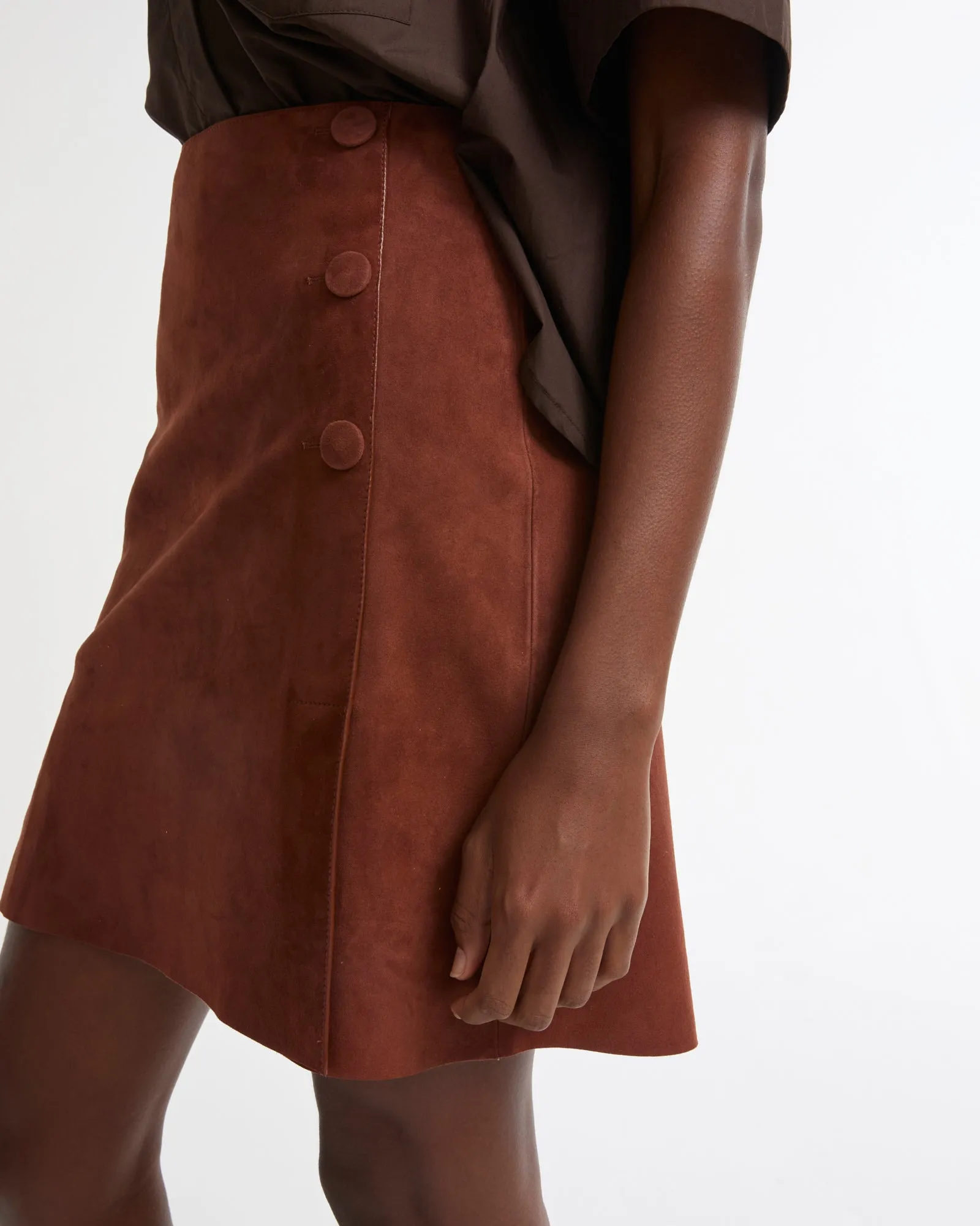 Jupe courte en cuir d'agneau double face sold by Yves Salomon product image thumbnail 2