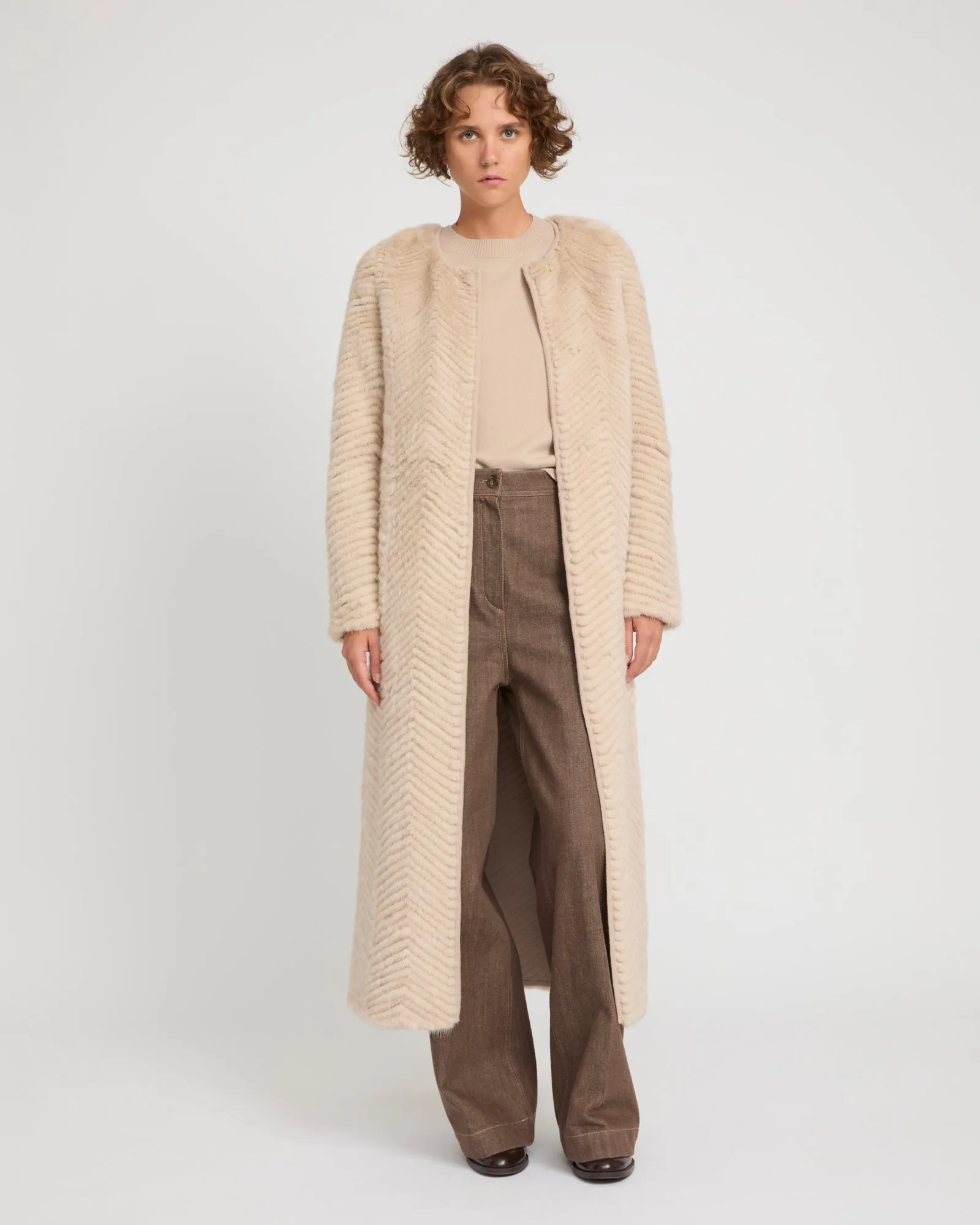 Manteau long en maille Mérinos et fourrure de vison sold by Yves Salomon product image thumbnail 3