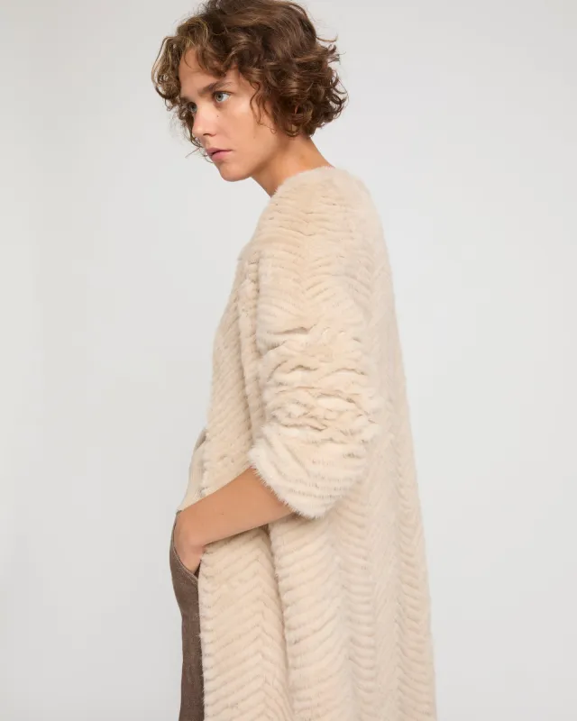 Manteau long en maille Mérinos et fourrure de vison made by Yves Salomon