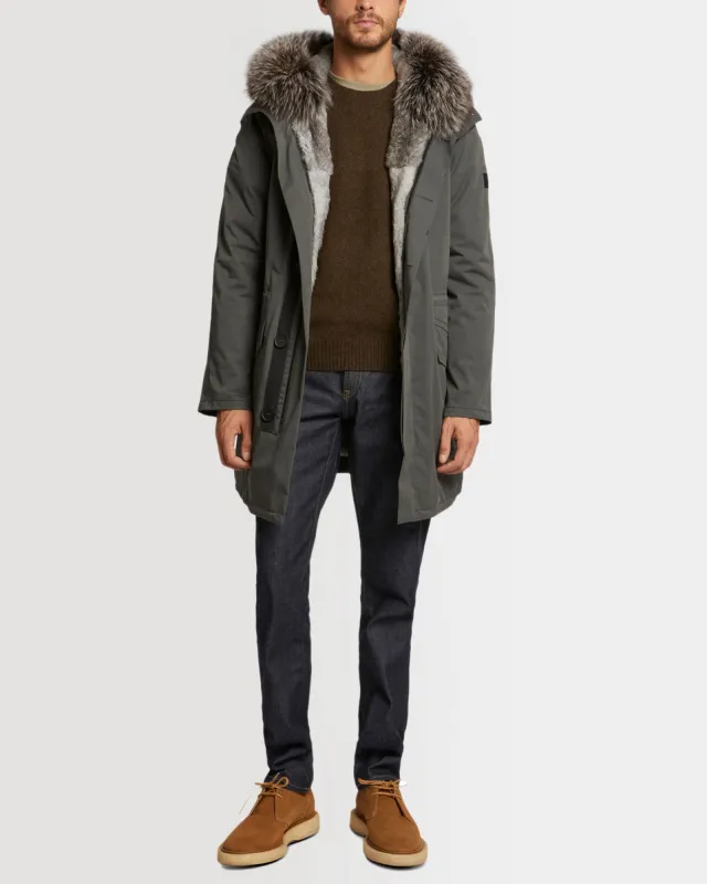 Parka iconique en coton mélangé avec fourrure de renard et lapin sold by Yves Salomon