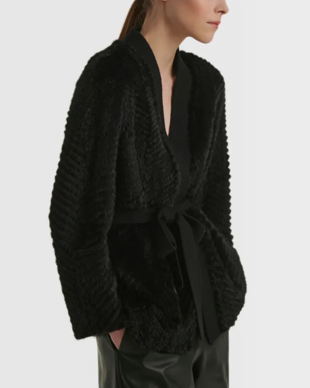 Veste en maille et fourrure de vison made by Yves Salomon