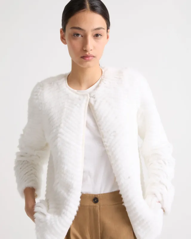 Veste en maille mérinos et fourrure de vison made by Yves Salomon