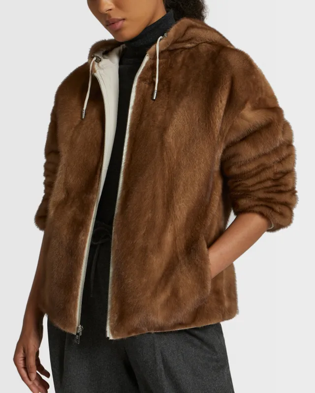 Parka en tissu technique réversible et fourrure de vison made by Yves Salomon