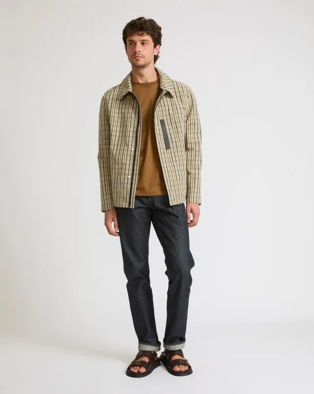 Veste en tissu jacquard et détails cuir made by Yves Salomon