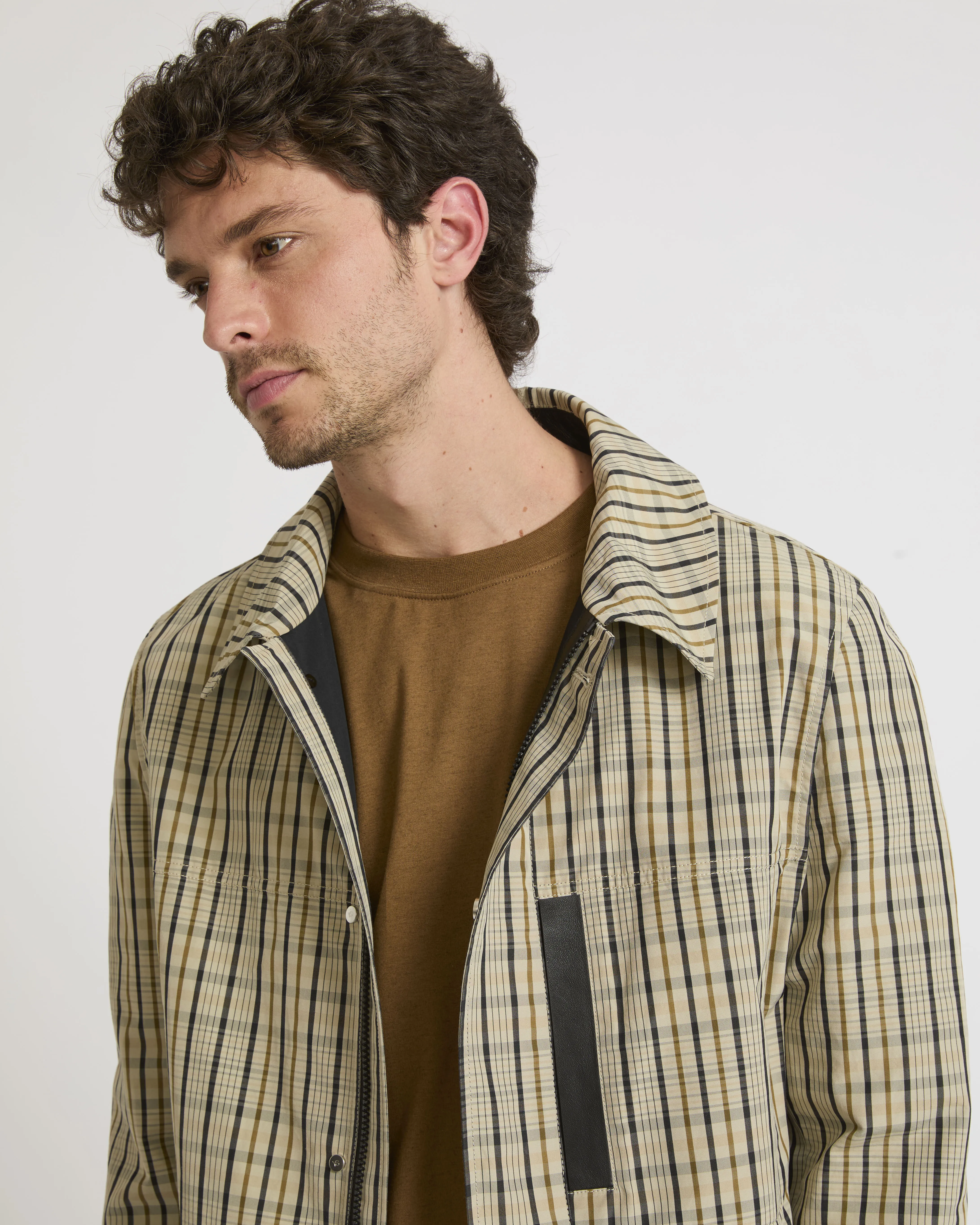 Veste en tissu jacquard et détails cuir sold by Yves Salomon product image thumbnail 2