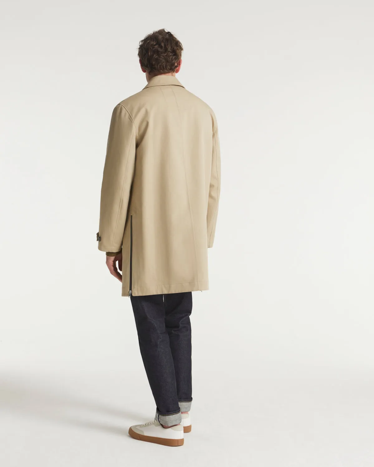 Manteau 3/4 en coton double face et détails cuir déperlant sold by Yves Salomon product image thumbnail 4