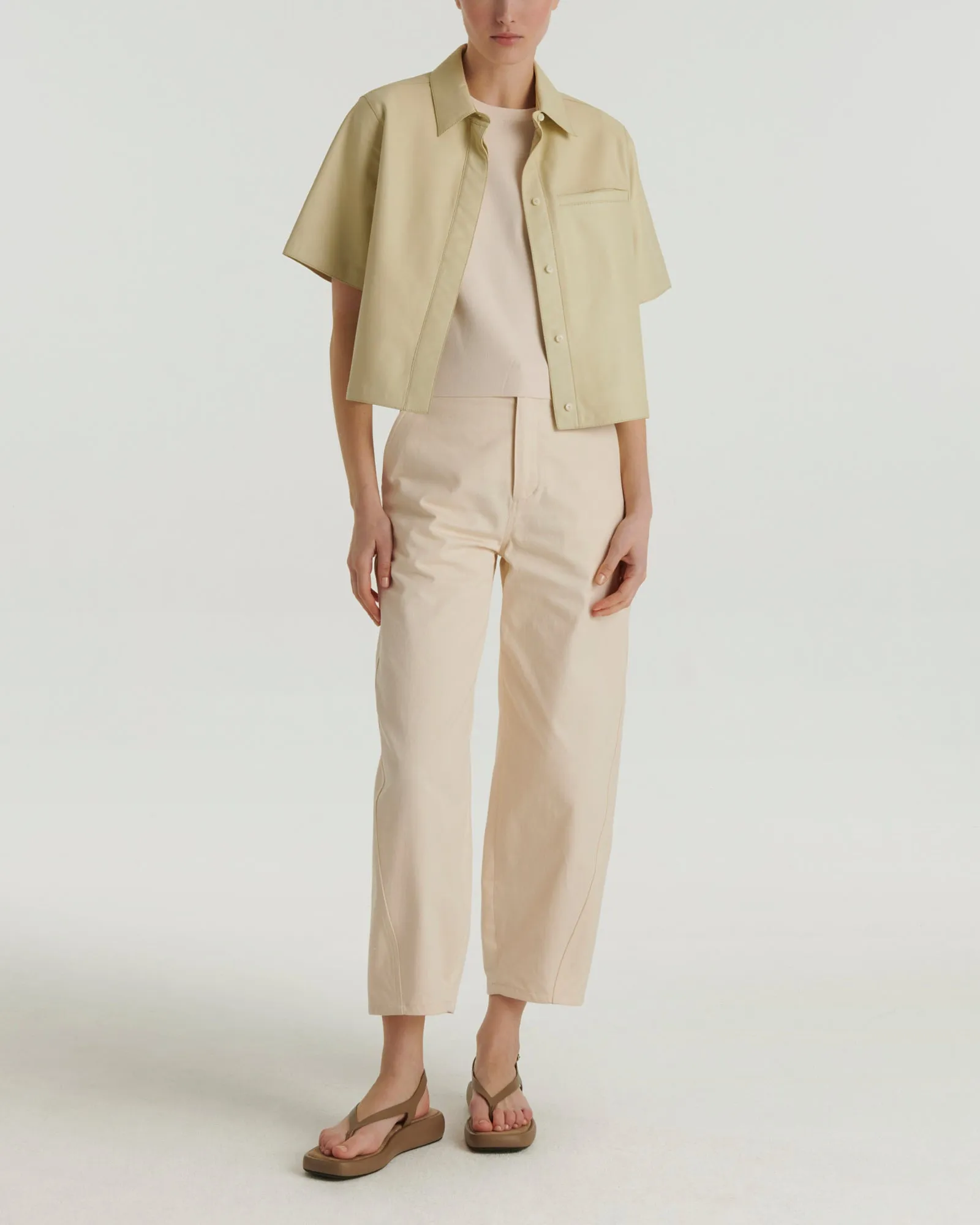 Chemise manches courtes en cuir d'agneau sold by Yves Salomon product image thumbnail 2