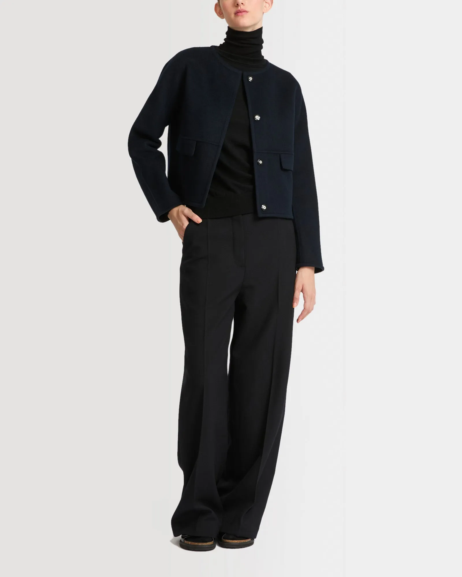 Veste avec col rond en lainage cachemire double-face sold by Yves Salomon product image thumbnail 3
