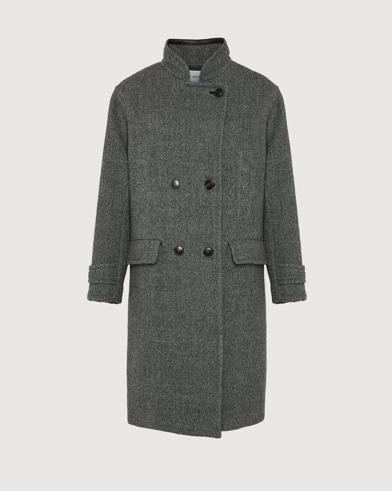 Manteau long en lainage et détails cuir sold by Yves Salomon product image thumbnail 5