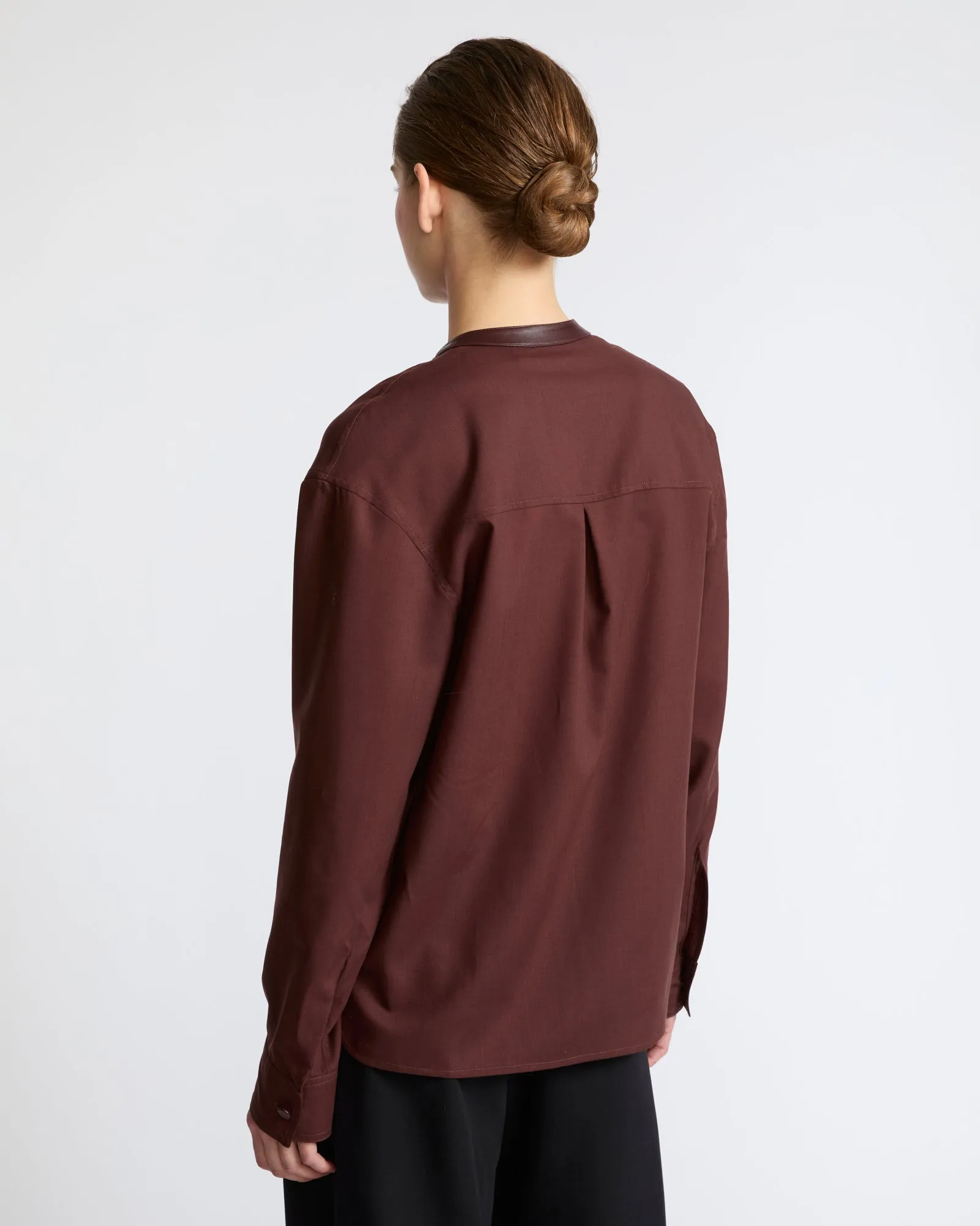 Chemise en voile de laine avec détails cuir sold by Yves Salomon product image thumbnail 4