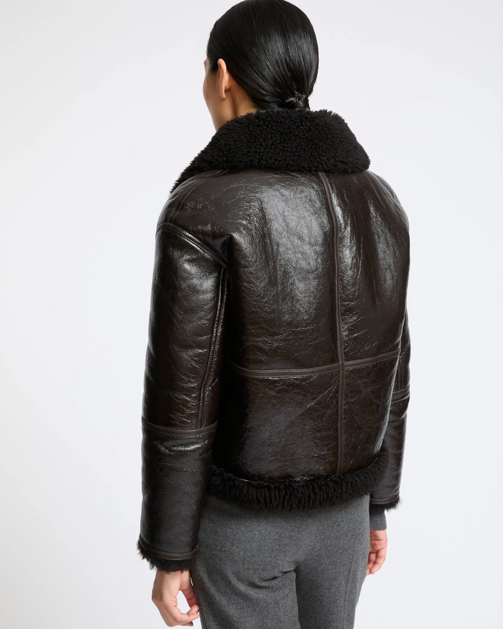 Veste courte en peau lainée d'agneau Merinillo vernis sold by Yves Salomon product image thumbnail 4