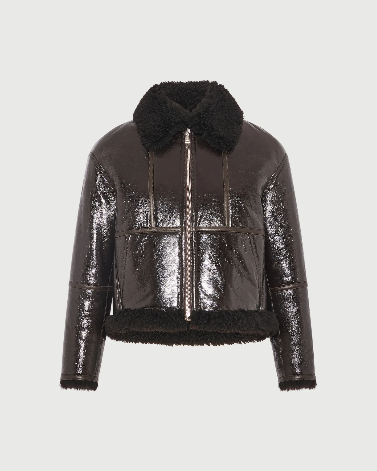 Veste courte en peau lainée d'agneau Merinillo vernis sold by Yves Salomon product image thumbnail 5
